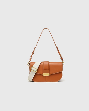 Cognac Lock Luxe – Convertible Shoulder Bag