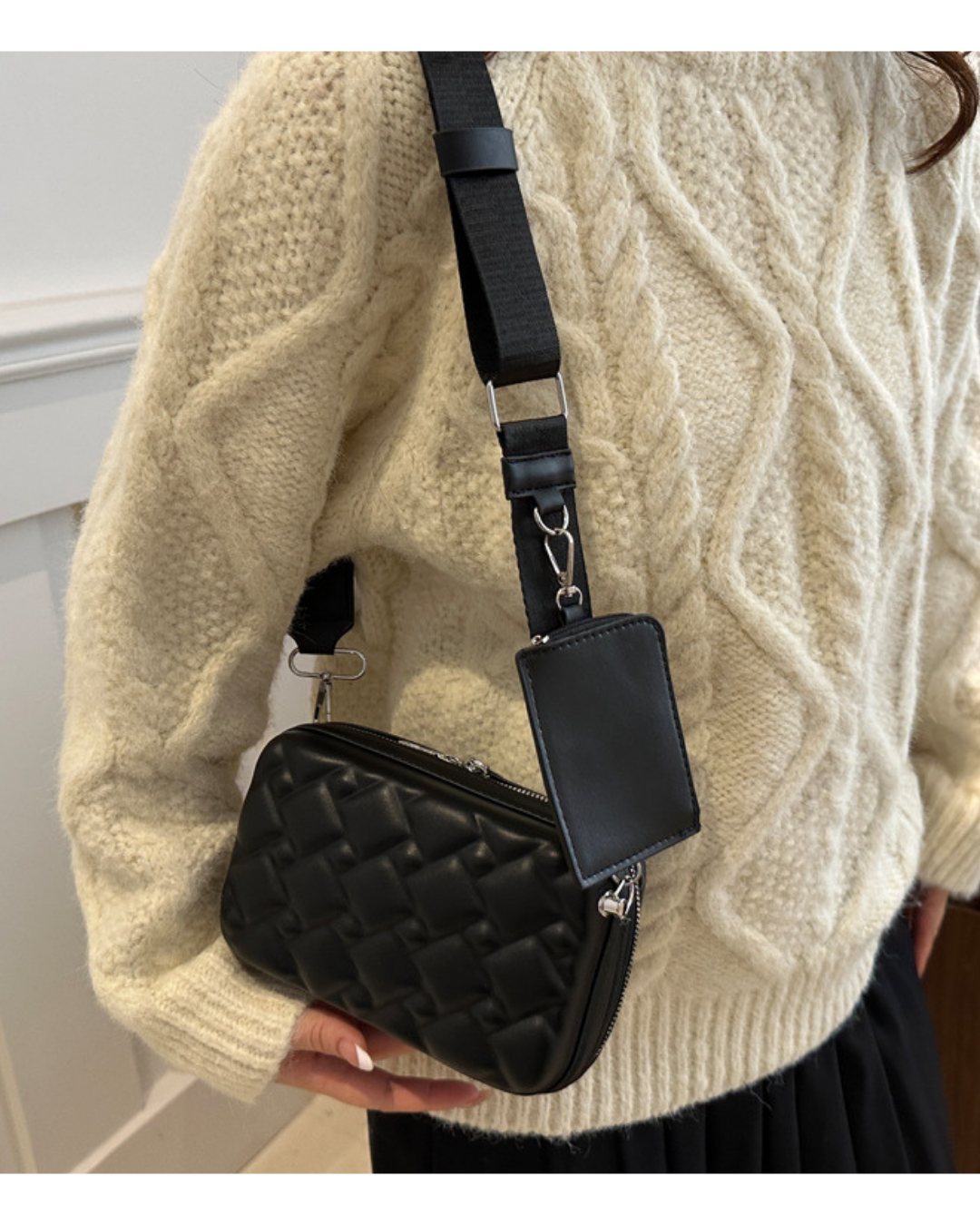 Noir Pixel – Quilted Utility Crossbody