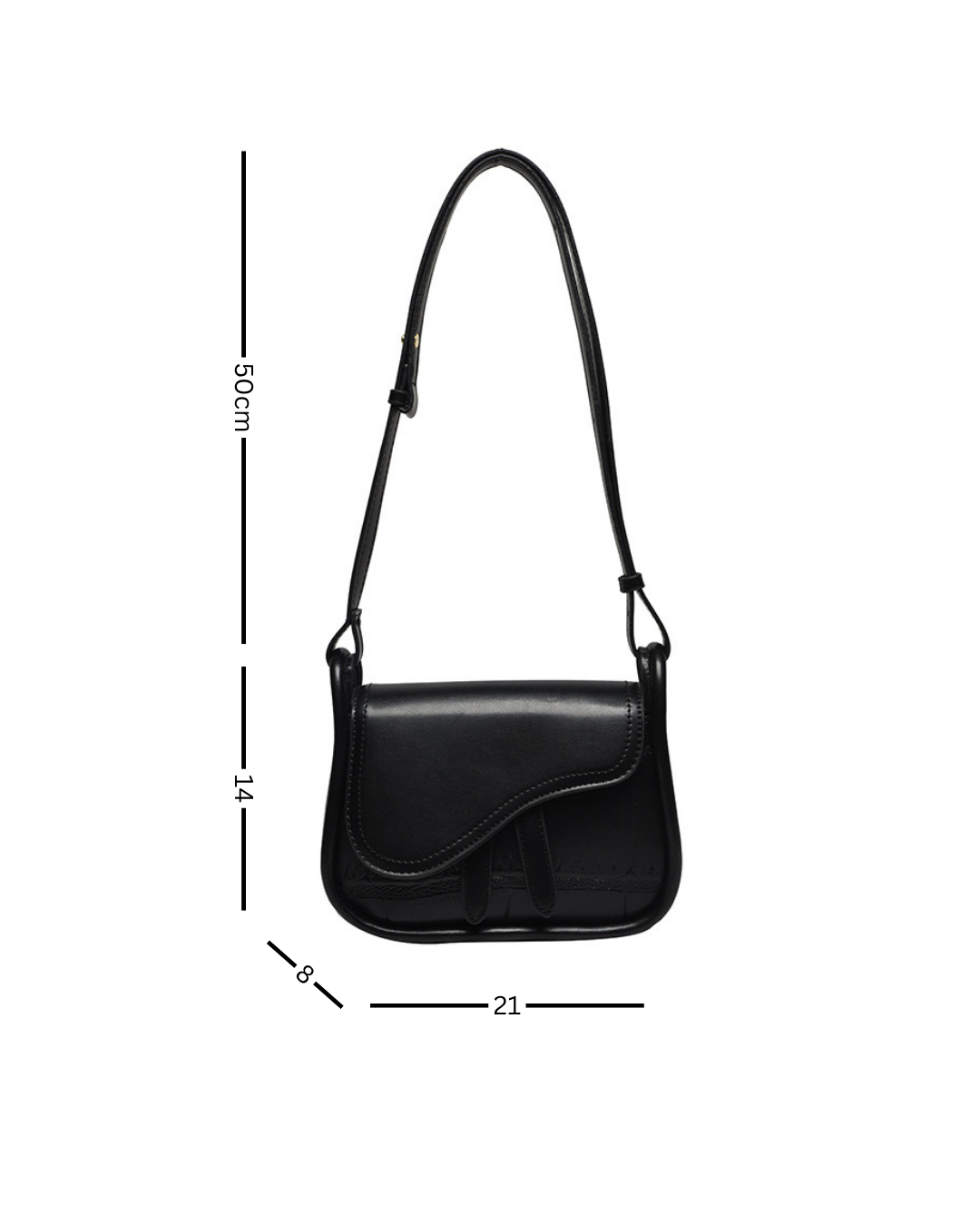 Noir Wave – Sculpted Flap Shoulder Bag